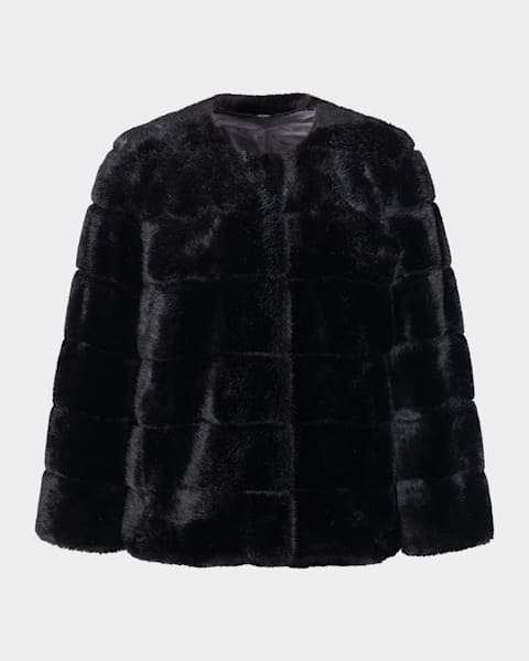Lyla Grant Fur-Free Short Faux Rabbit Coat | Neiman Marcus