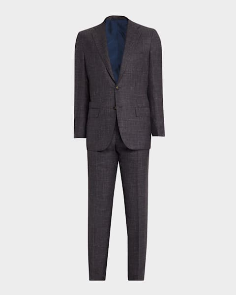 Kiton Men's Textured Check Wool and Silk Two-Piece Suit | Neiman