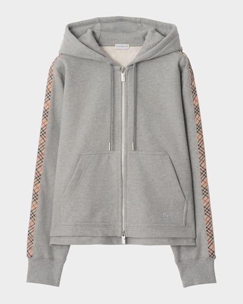 Burberry Logo Patch Zip-Up Hoodie | Neiman Marcus