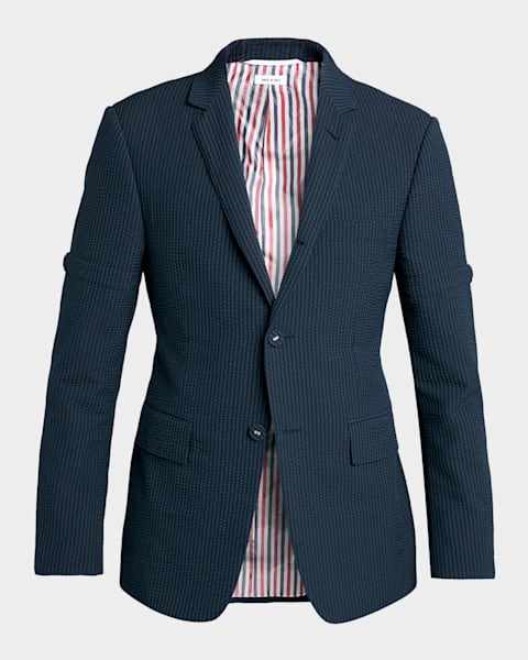 Thom Browne Men's Unconstructed Frayed Tweed Sport Coat | Neiman