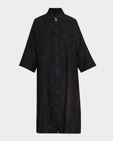 Eskandar Silk Wool Mix Chinese Imperial Jacket With Chinese Collar