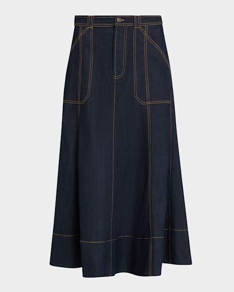 Cinq a Sept Veena Denim Midi Skirt | Neiman Marcus