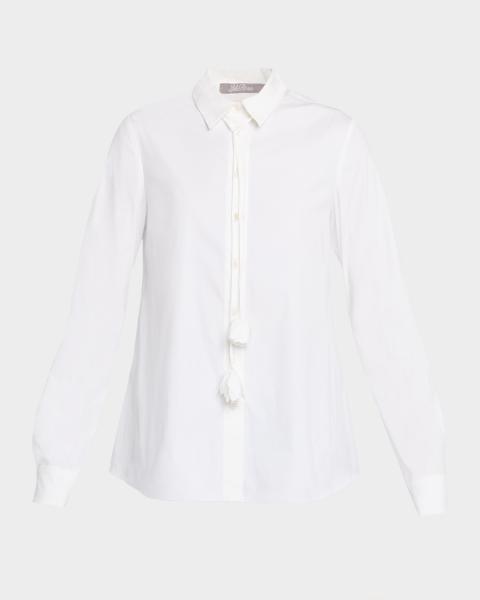Stella McCartney Cotton Poplin Button-Front Peplum Shirt | Neiman