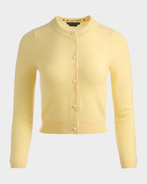Alice + Olivia Cecilie Cropped Cable-Knit Cardigan | Neiman Marcus