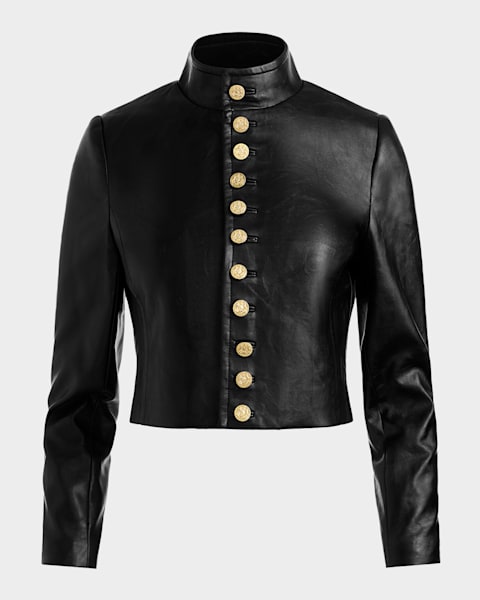 ALICE + OLIVIA Chloe Quilted Vegan Leather Cropped Jacket | Neiman