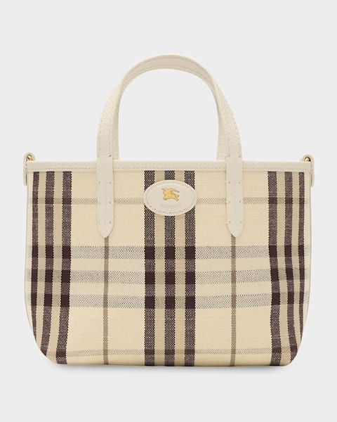 Burberry Mini Reversible Check & Leather Tote Bag | Neiman Marcus