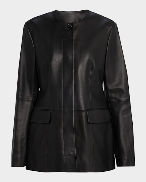 Lafayette 148 New York Zip-Front Leather Jacket | Neiman Marcus