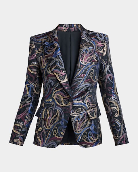 Emporio Armani Asymmetric Zip-Front Geometric Jacquard Jacket