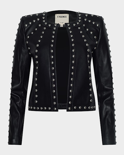 Golden Goose Golden Distressed Leather Jacket with Crystals