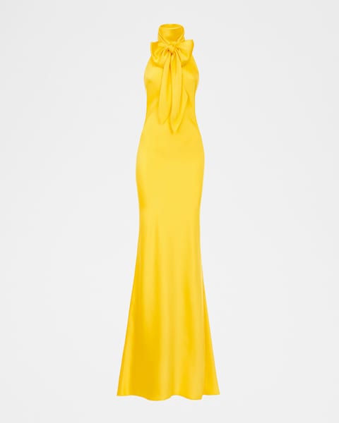 Ralph Lauren Collection Chilton Stretch Satin Evening Dress | Neiman Marcus
