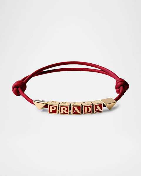 Prada Nappa Leather Logo Charm Bracelet | Neiman Marcus