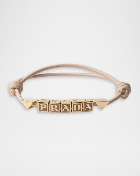 PRADA ブレスレット Prada Logo Beaded Nappa Leather Bracelet | Neiman Marcus