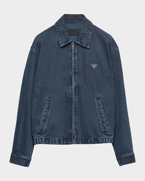 Prada Men's Denim Zip Shirt Jacket | Neiman Marcus