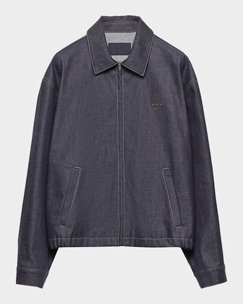 Prada Men's Denim Zip Shirt Jacket | Neiman Marcus