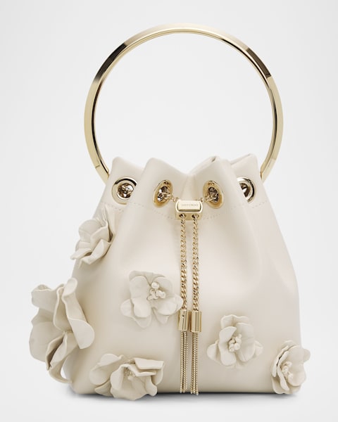 Jimmy Choo Skylar Floral Applique Leather Clutch Bag | Neiman Marcus