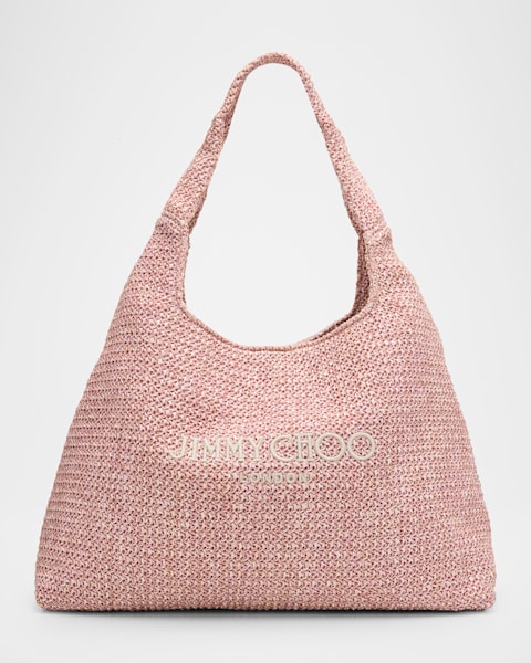 Jimmy Choo Embroidered Raffia Beach Tote Bag | Neiman Marcus
