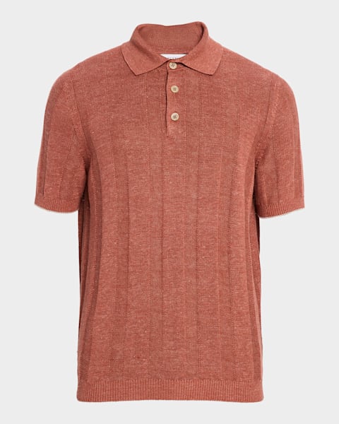 Giorgio Armani Men's Textured Knit Short-Sleeve Quarter-Zip Polo