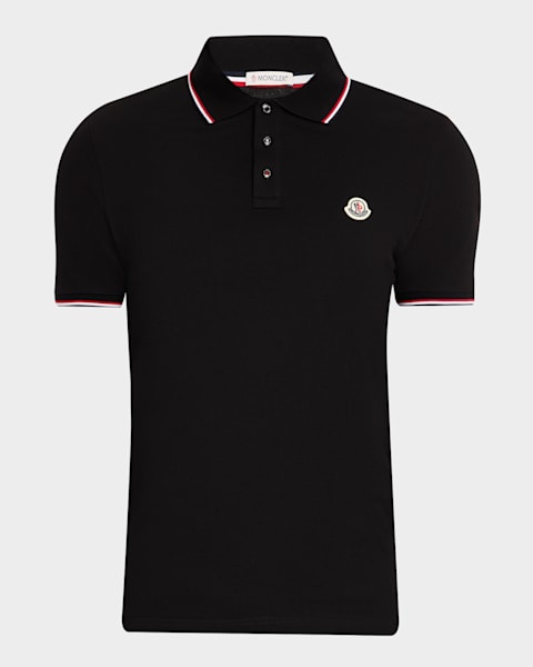 トップス MONCLER POLO SHIRT Moncler Men's Striped-Trim Polo Shirt | Neiman Marcus
