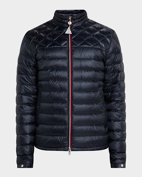 Moncler Men's Zip-Up Down Knit Combo Jacket | Neiman Marcus
