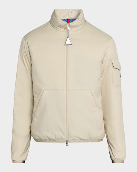 Moncler Men's Tonnay Leather and Down Quilted Jacket | Neiman Marcus