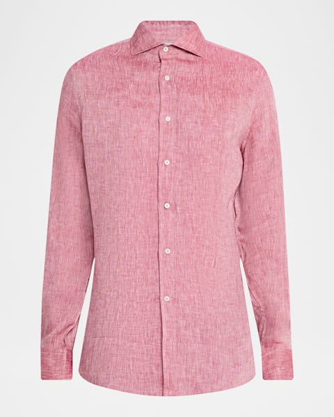 Theory Men's Irving Plaid Linen Shirt | Neiman Marcus