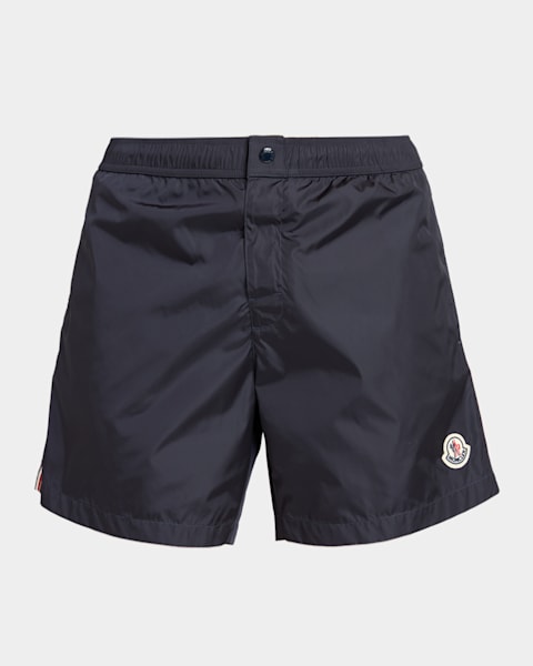 Moncler Men's Logo Patch Swim Shorts | Neiman Marcus