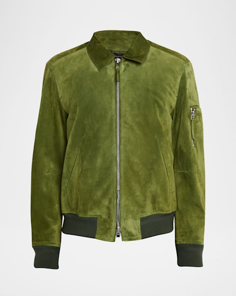 Prada Men's Nappa Leather Bomber Jacket | Neiman Marcus