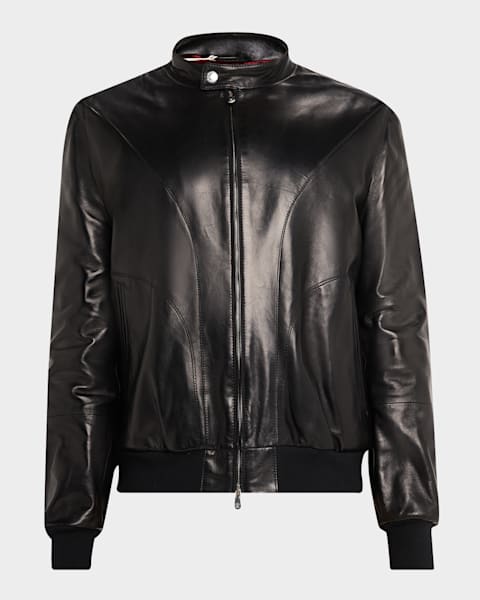 Prada Men's Leather Bomber Jacket | Neiman Marcus