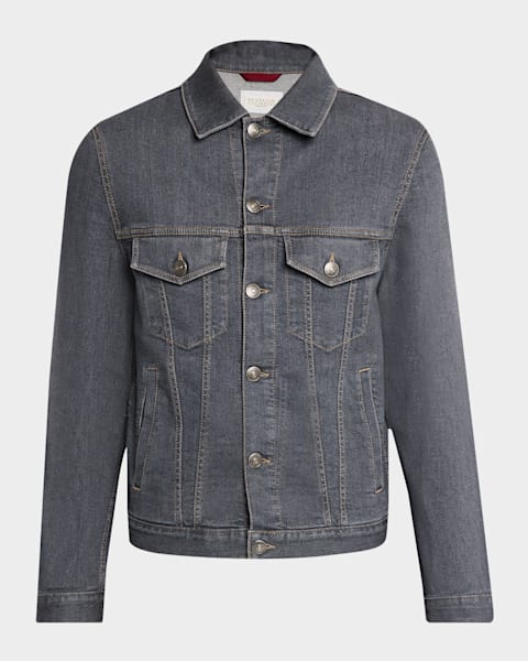 Brunello Cucinelli Men's Italian Selvedge Denim Jacket | Neiman Marcus