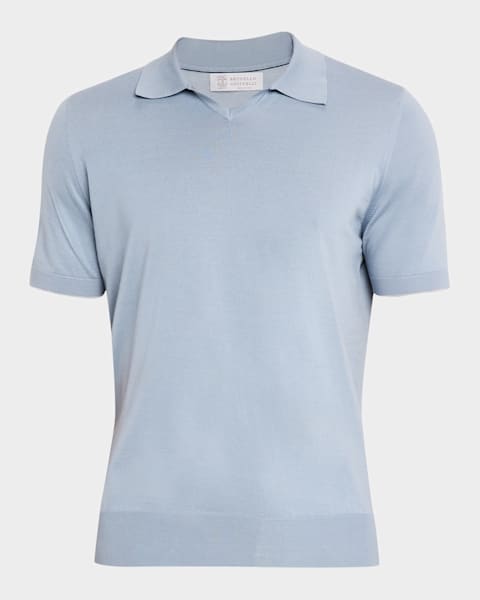 Brunello Cucinelli Men's Solid Pique Polo Shirt | Neiman Marcus