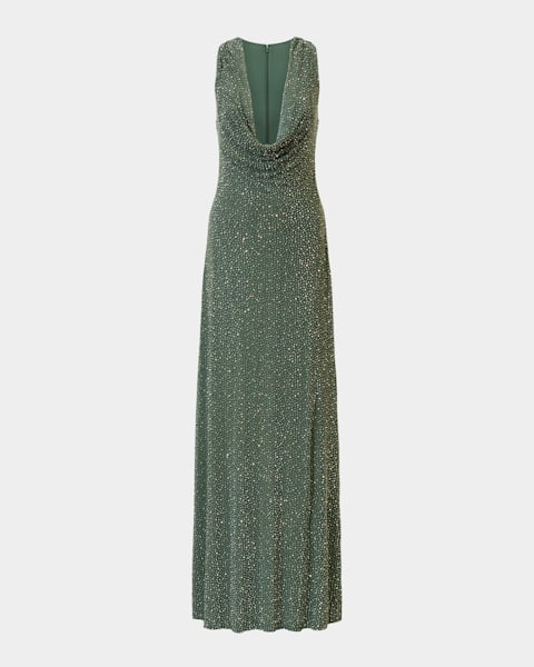 Balmain Velvet Open Back Gown with Crystal Embroidery | Neiman Marcus