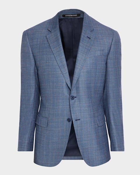 Emporio Armani Men's Bamboo Textured Plaid Sport Coat | Neiman Marcus