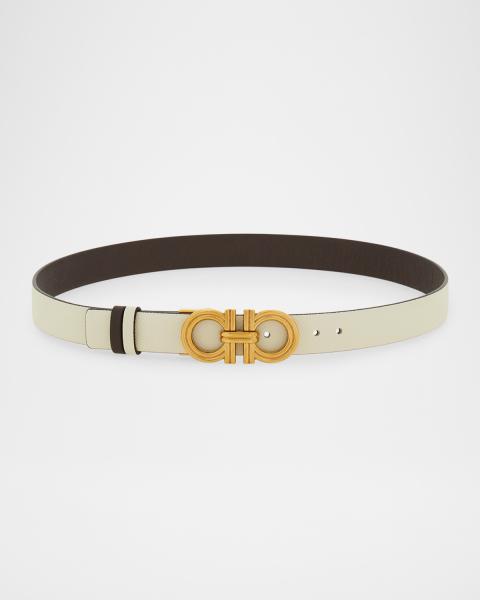 Ferragamo Canvas and Leather Gancini Belt | Neiman Marcus display picture 3