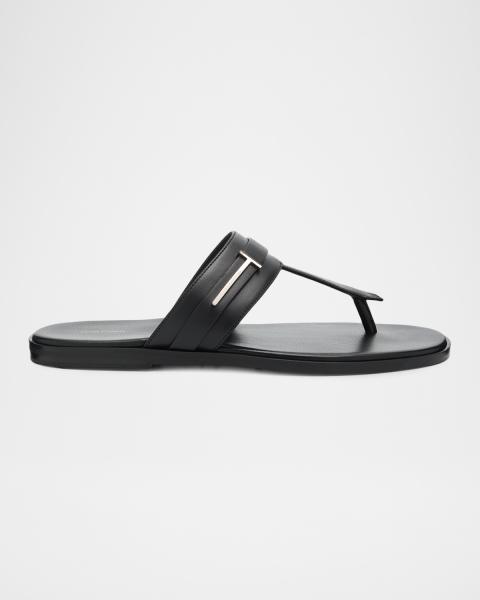 Dries Van Noten Men's Thong Leather Sandals | Neiman Marcus