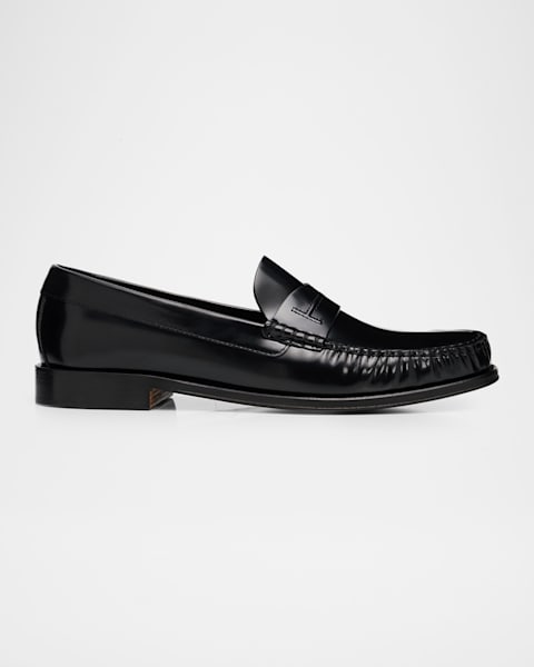 Gucci Men's La Famiglia Leather Horsebit Loafers | Neiman Marcus