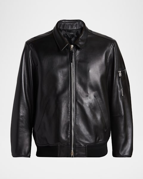 Theory Men's Wyatt Full-Zip Leather Jacket | Neiman Marcus