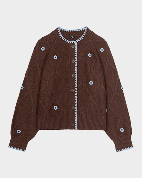 ALICE + OLIVIA Anderson Floral Embroidered Crochet Cardigan