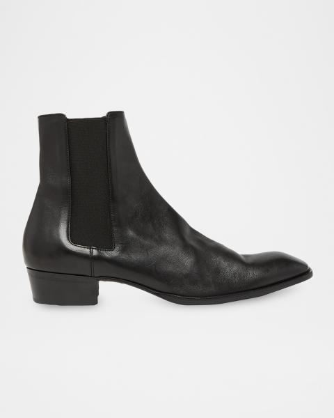 Saint Laurent Men's Roman 35 Leather Side-Zip Ankle Boots | Neiman