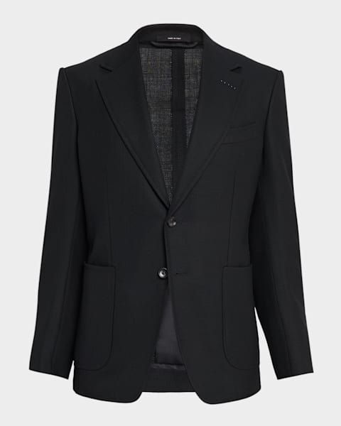 ジョルジォアルマーニ Giorgio Armani Men's Textured Band-Collar Blazer | Neiman Marcus