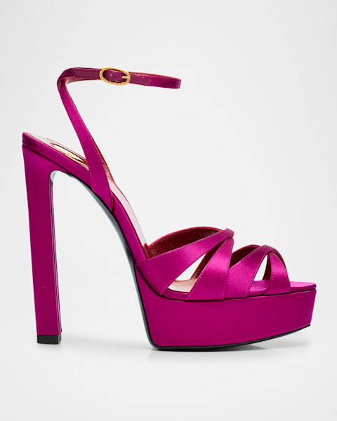 SAINT LAURENT サンダル ピンク 35.5 Saint Laurent 85mm BB Splendor Leather Platform Sandals | Neiman