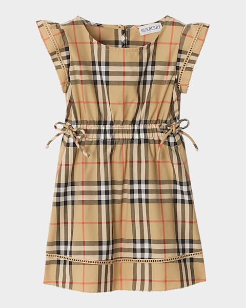 Burberry Girl's Check Cotton Dress with Bloomers, Size 1M-18M