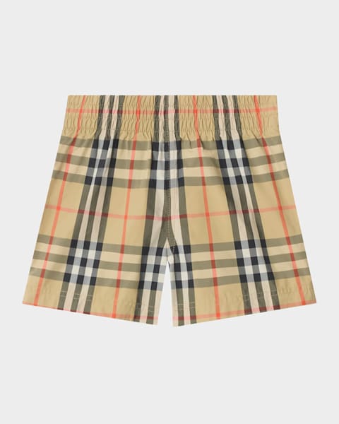 Burberry Boy's Check Trim Cotton Shorts, Size 6M-3 | Neiman Marcus