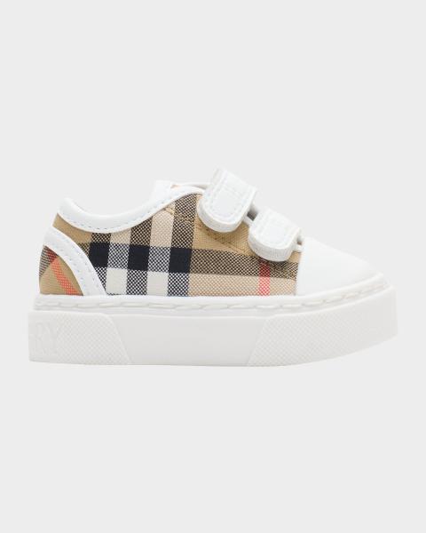 Burberry Kid's Check Cotton Slip-On Sneakers, Toddler/Kids