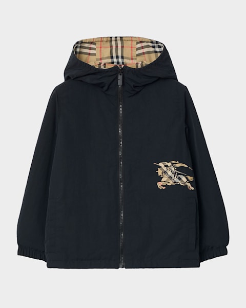 Burberry Kid's Check-Print Reversible Jacket, Size 3-14 | Neiman