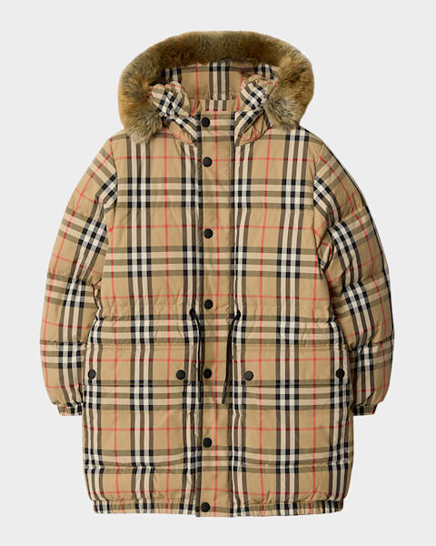 Burberry Boy's Juno Nylon Puffer Down Coat, Size Newborn-10