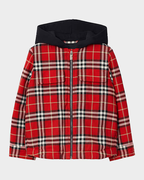 Burberry Kid's Check-Print Reversible Jacket, Size 3-14 | Neiman