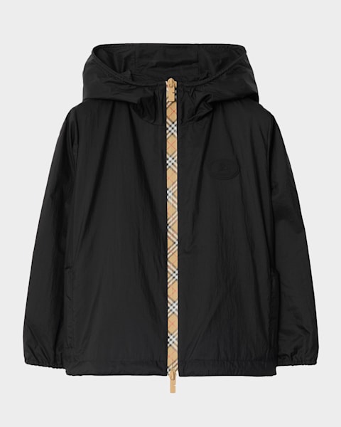 Burberry Kid's Check-Print Reversible Jacket, Size 3-14 | Neiman
