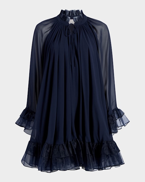 Sandro Sandra Knit Ruffle-Hem Mini Dress | Neiman Marcus