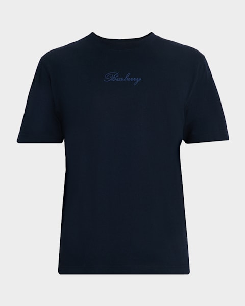 Burberry Men's Cotton Check-Trim Crewneck T-Shirt | Neiman Marcus