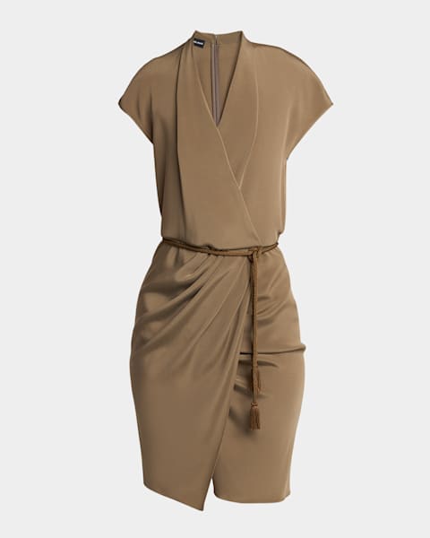 Ralph Lauren Collection Margaret Tickweave Jersey Short-Sleeve Midi Dress |  Neiman Marcus